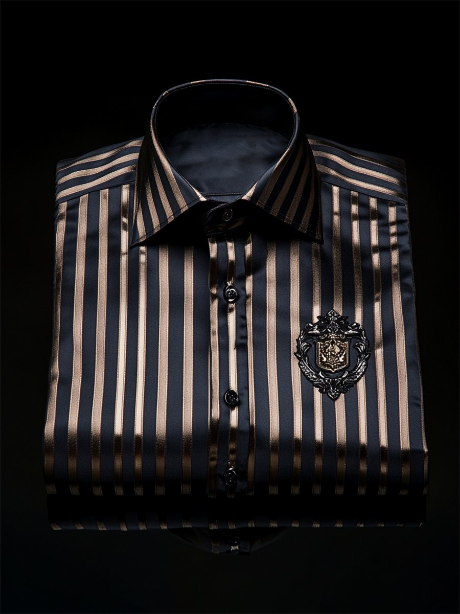 Camisa satén Luxe de manga larga con botones para hombre