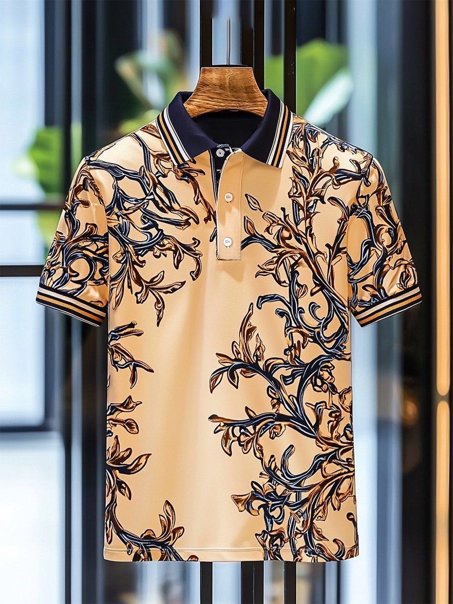 Camisa polo casual ejecutivo Palace Style Button de manga corta para hombre