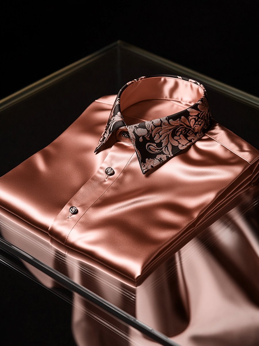 Camisa satén de lujo ejecutivo de manga larga para hombre
