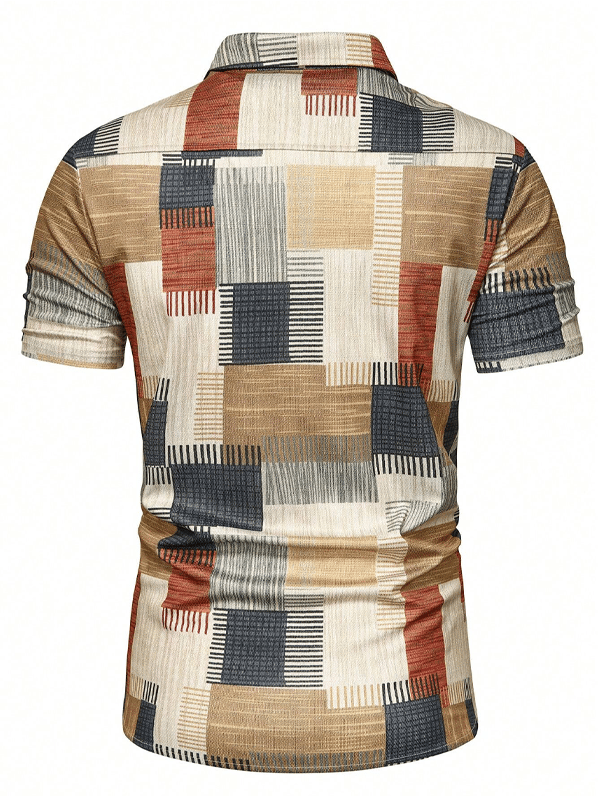 Camisa retro Hawaiian Vacation de manga corta para hombre