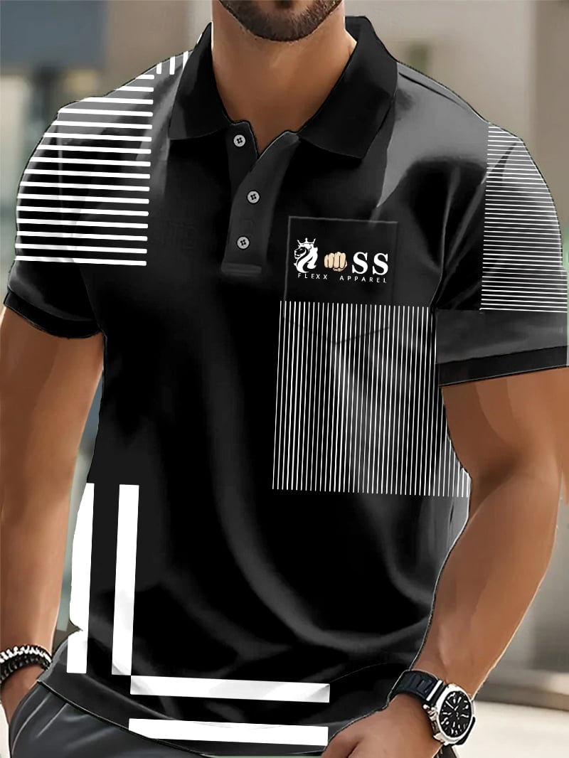 Camisa polo elegantee Letter estampado casual (With bolsillos) para hombre