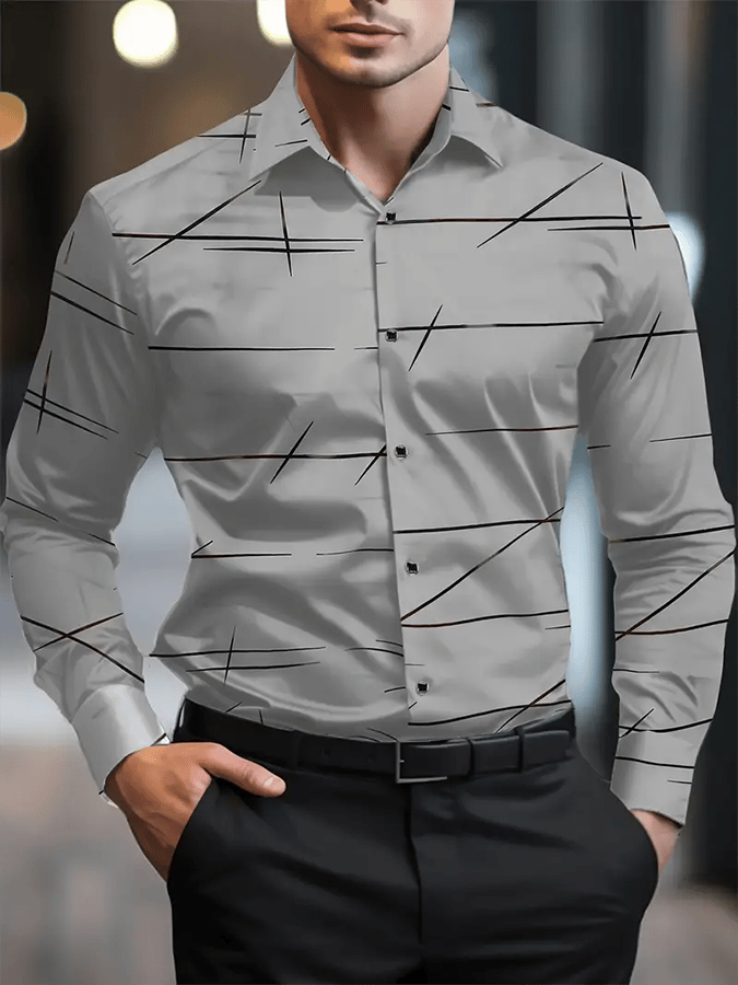 Camisa geométrico ejecutivo casual para hombre