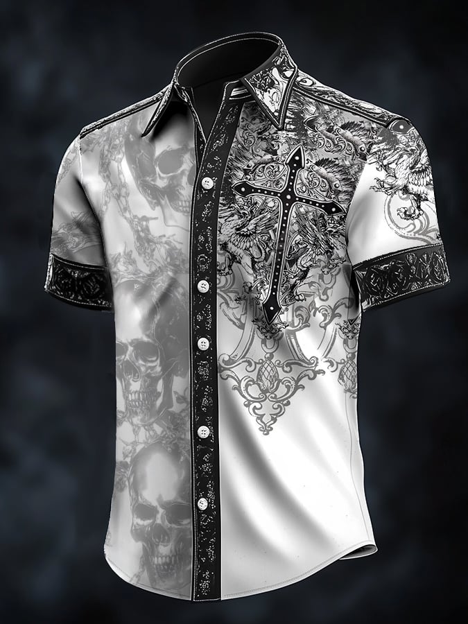 Casual de moda Dark diseño Skull Contrascamiseta para hombre