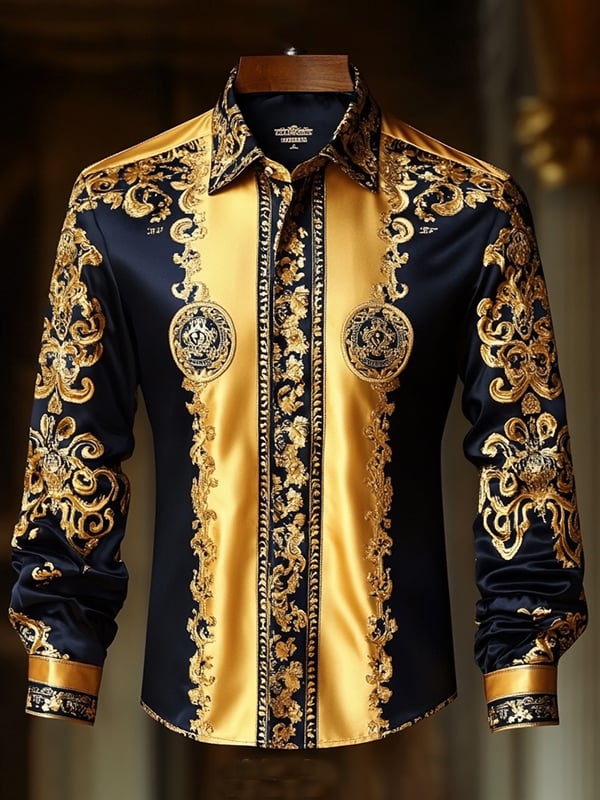 Camisa satén Luxe de manga larga con botones para hombre