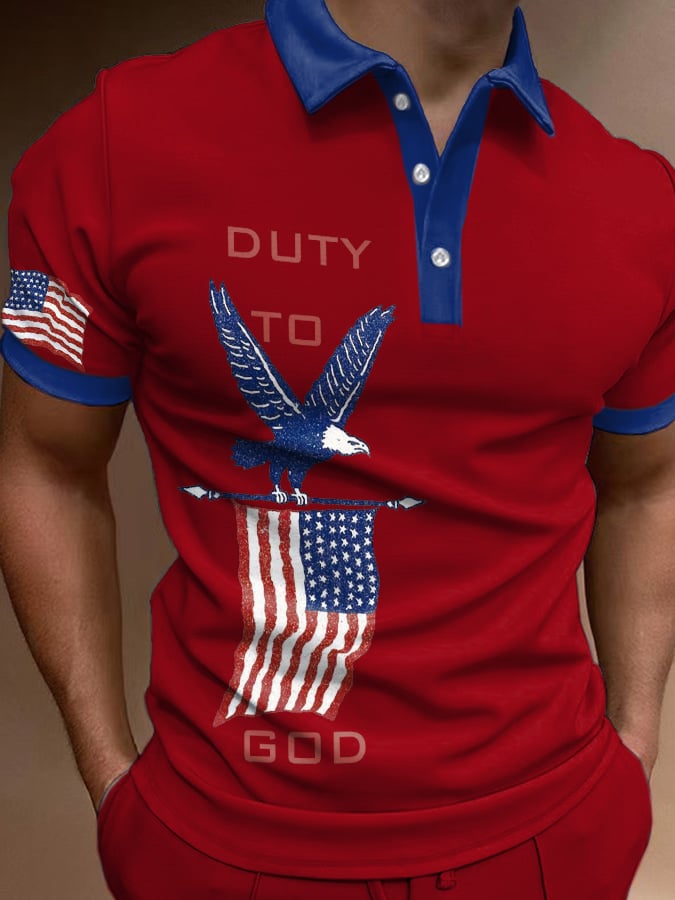 Casual Duty To God Half-Placket de manga corta Top para hombre