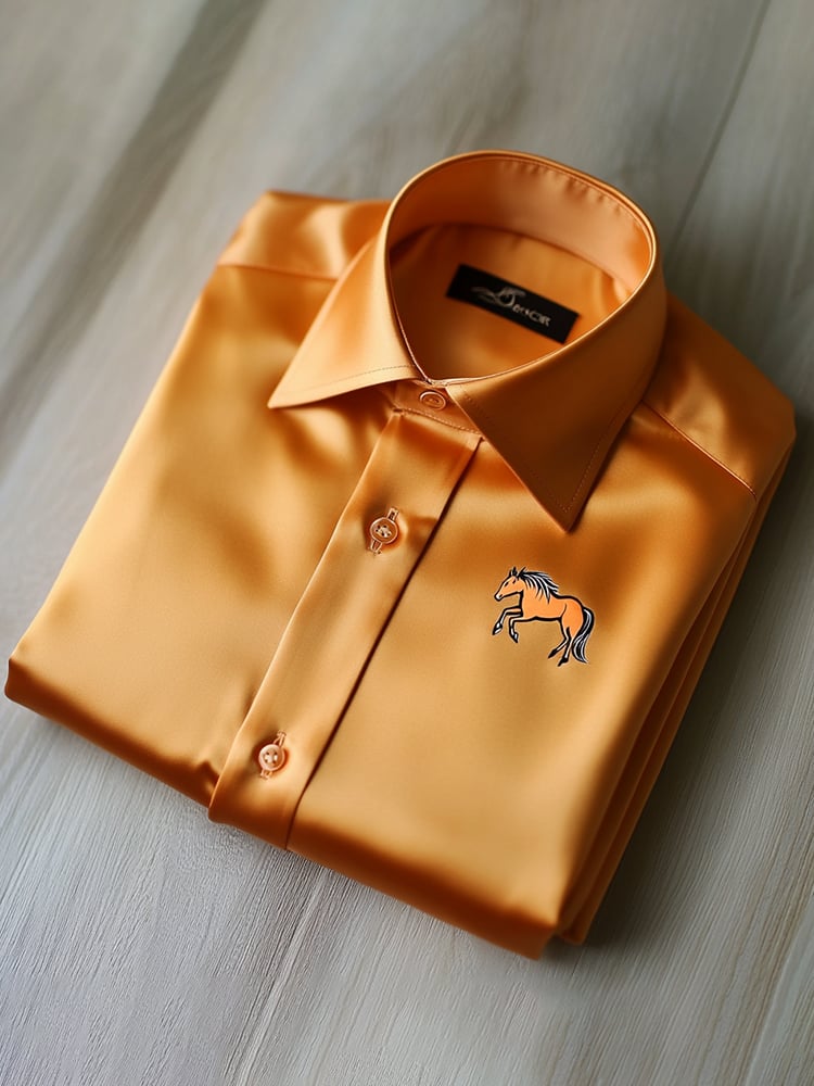 Camisa satén Luxe de manga larga con botones para hombre