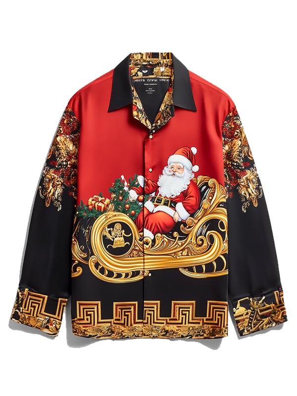 Camisa seda Christmas de lujo ejecutivo de manga larga para hombre