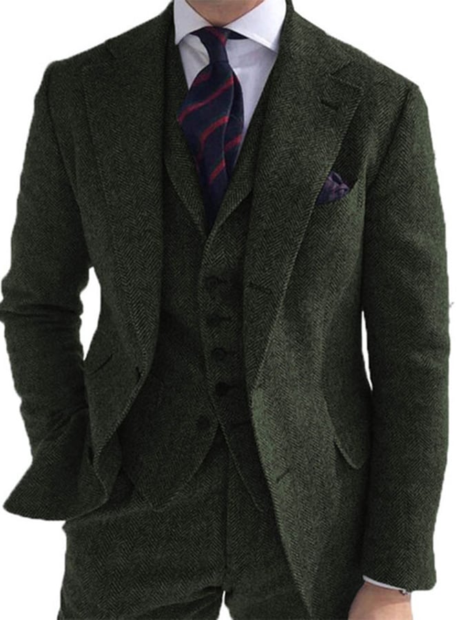 Ejecutivo Single-Breasted de color sólido Three-Piece Suit para hombre