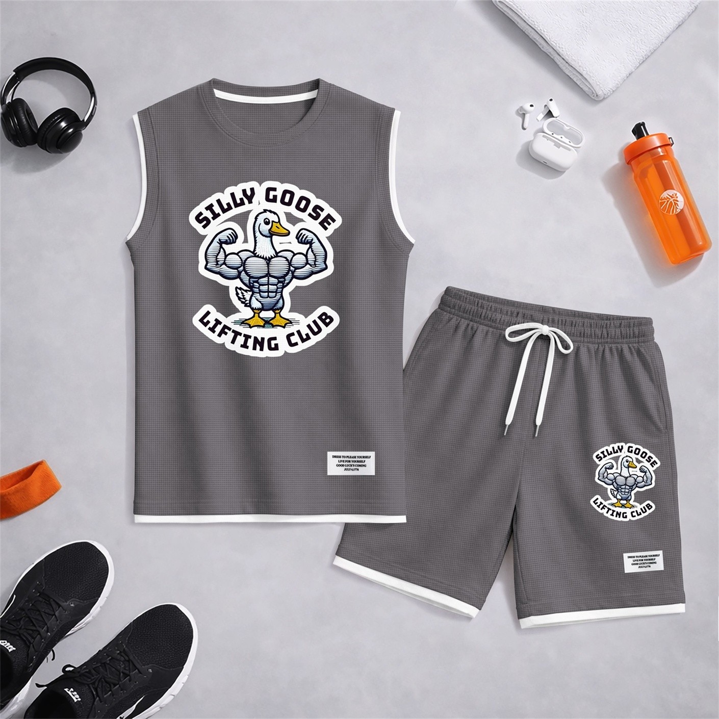 Shorts casual 2 Piece Outfit Graphic Tank Top and Set, Sleeveless Summer Matching Clothes, Regular Fit Streetwear Set for Men, suave Lightweight de moda Outfit for Travel and Weekend Wear para hombre