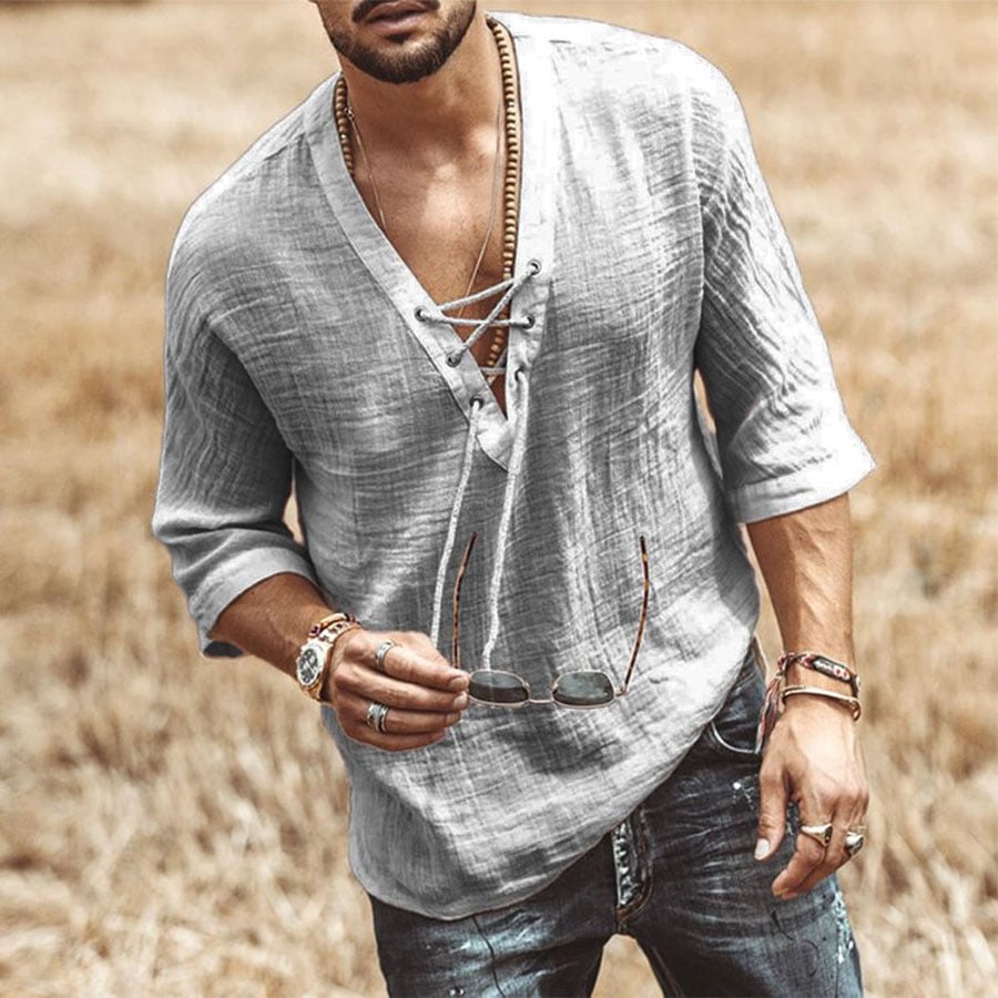 Camiseta casual de lino para hombre