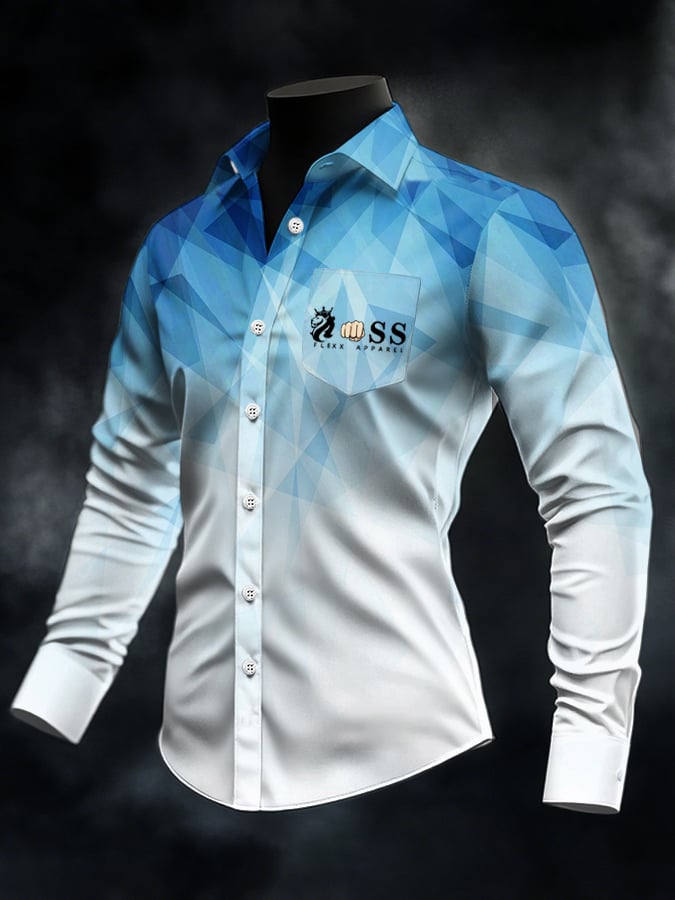 Retro Letter Design estampado ejecutivo de manga larga Pockecamiseta para hombre