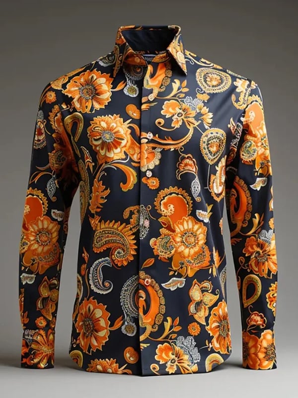 Camisa rayas estampado ejecutivo de manga larga para hombre