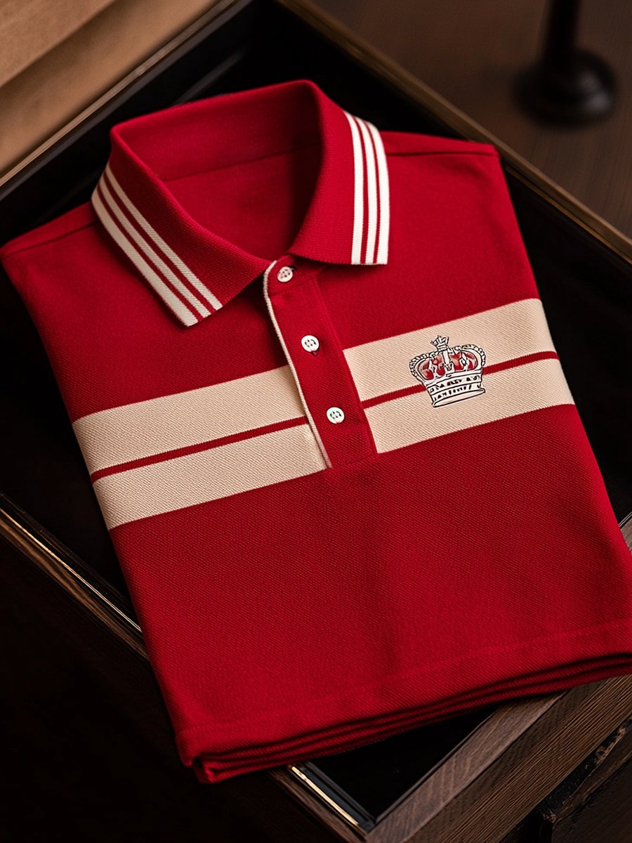 Camisa polo vintage ejecutivo de manga larga para hombre