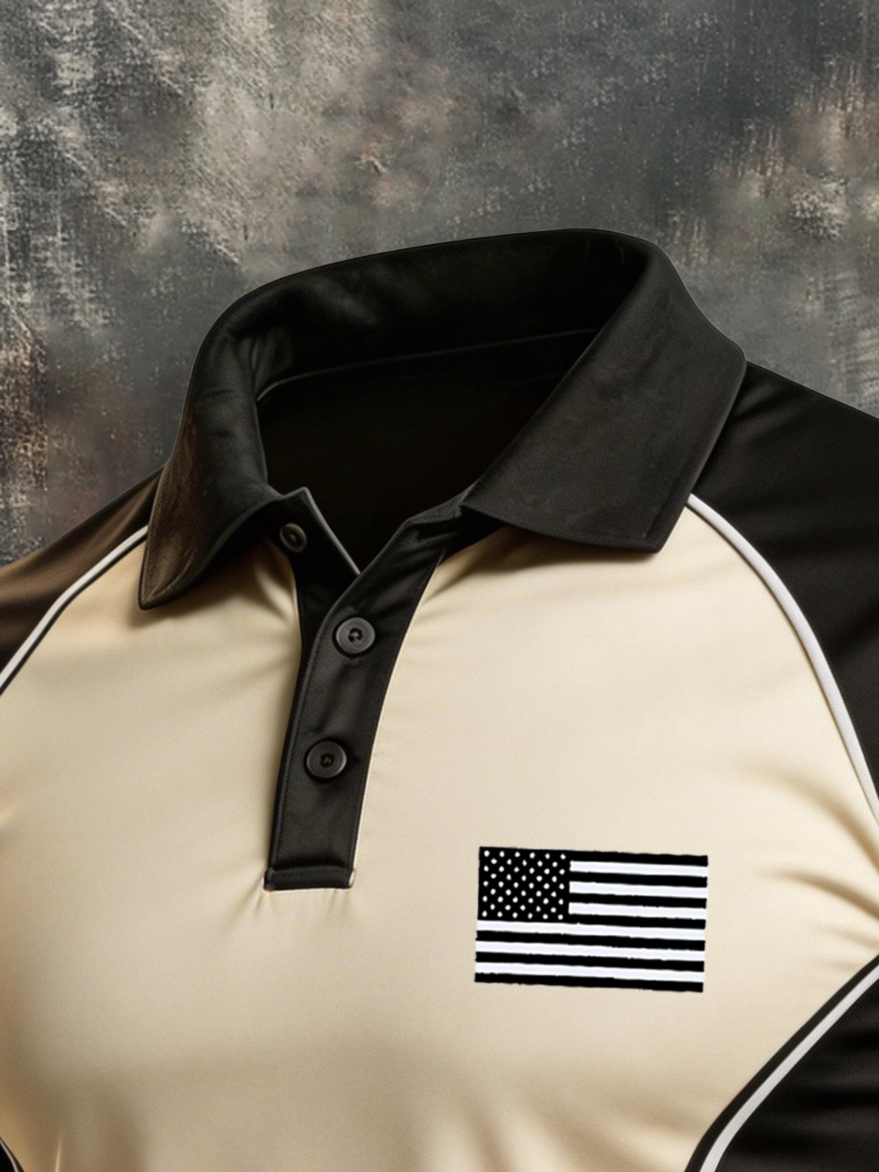 Camisa polo retro Patriotic Color-Block de manga corta para hombre