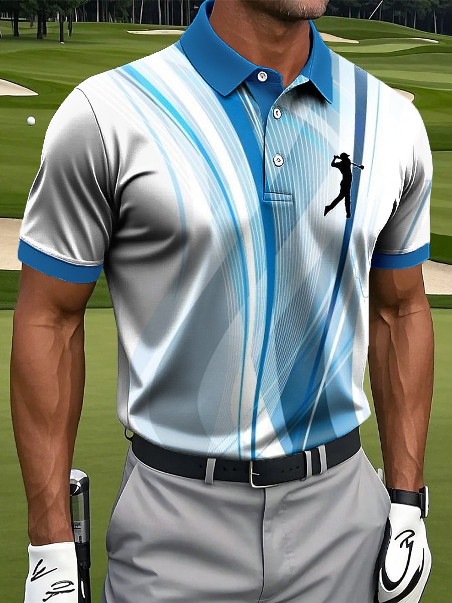Camisa polo casual Contrast Color de manga corta para hombre