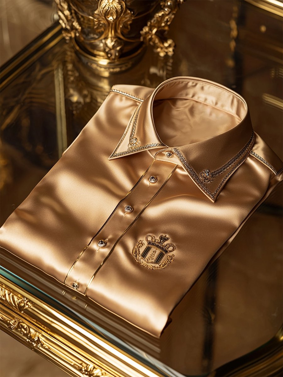Camisa satén Luxe de manga corta con botones para hombre