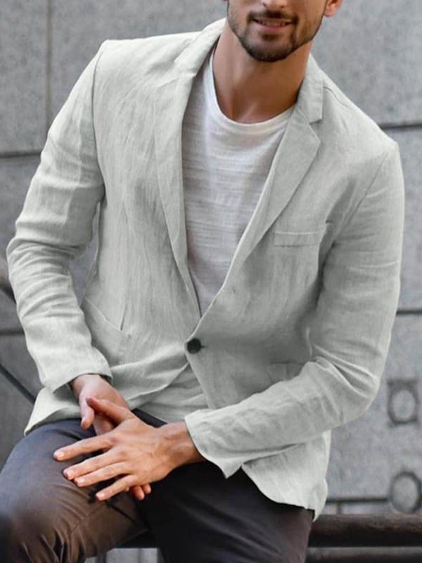 Casual holgado de algodón and de lino suit para hombre