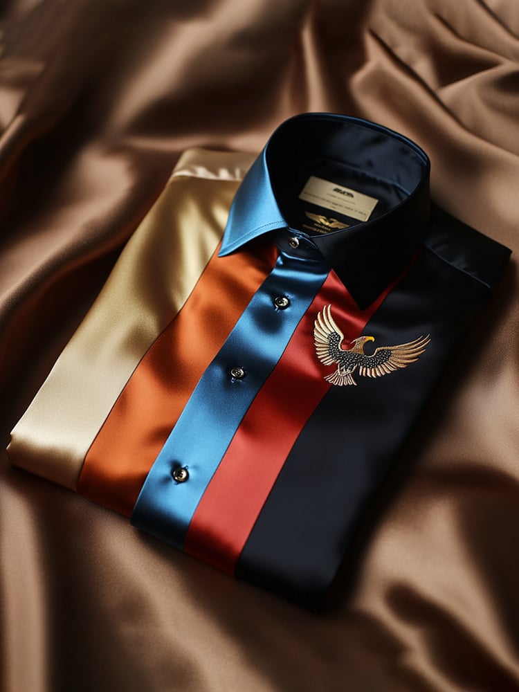 Camisa satén Luxe de manga larga con botones para hombre