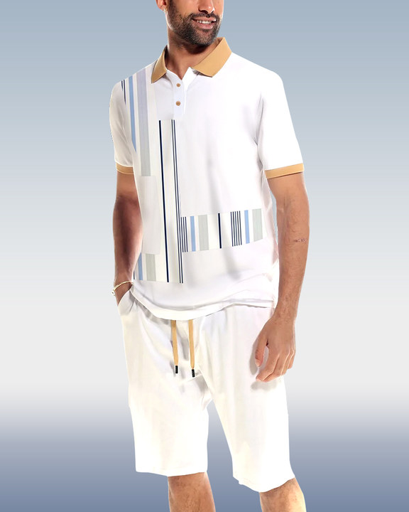 Camisa polo 2 Piece shorts Set para hombre