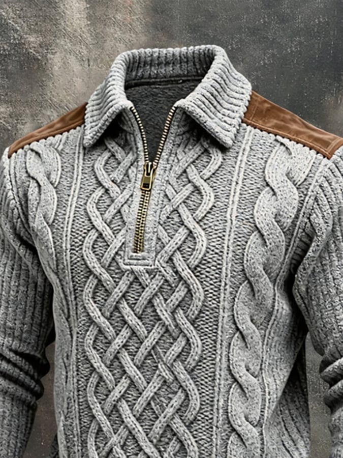 Sudadera vintage-Style desgastado texturizado tejido para hombre