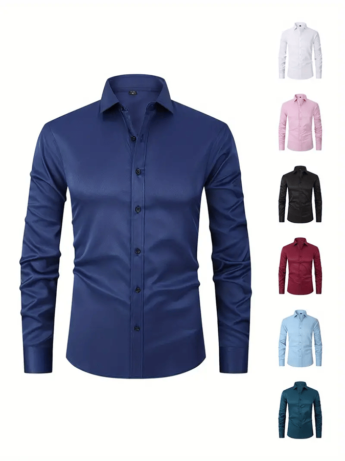 Camisa de color sólido Design ejecutivo casual para hombre