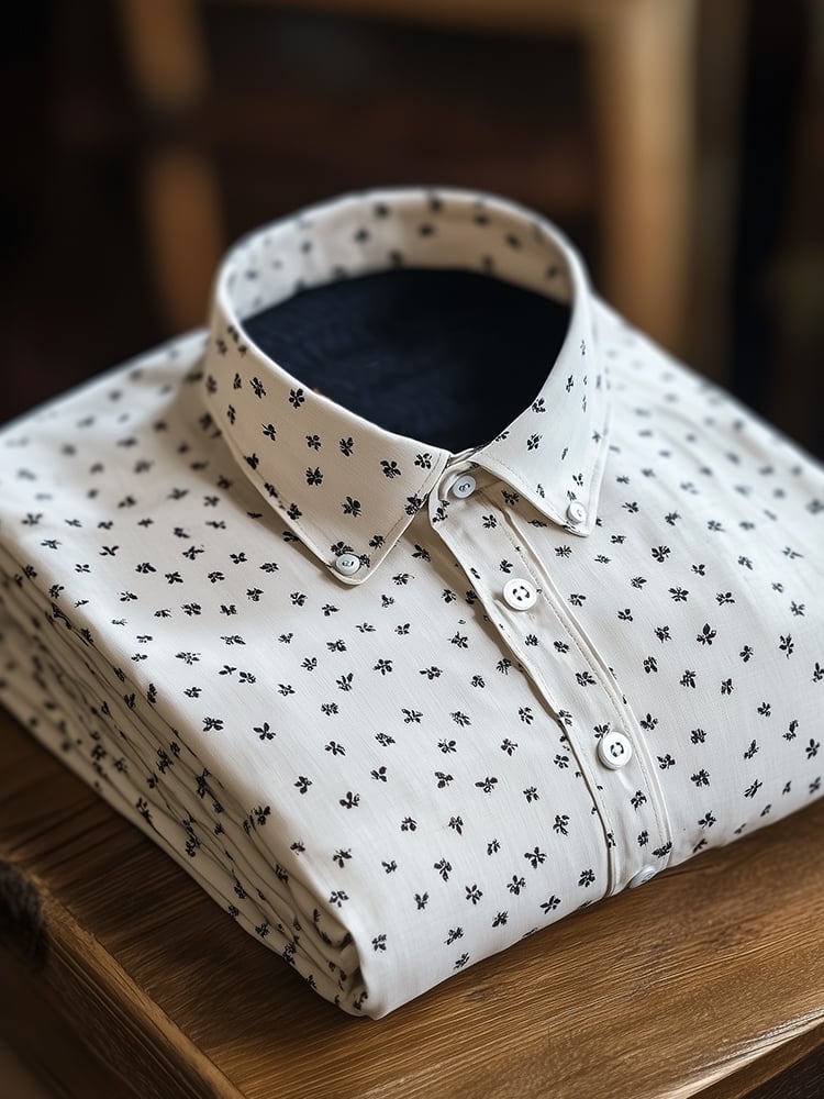Camisa ejecutivo casual floral solapa de manga corta para hombre