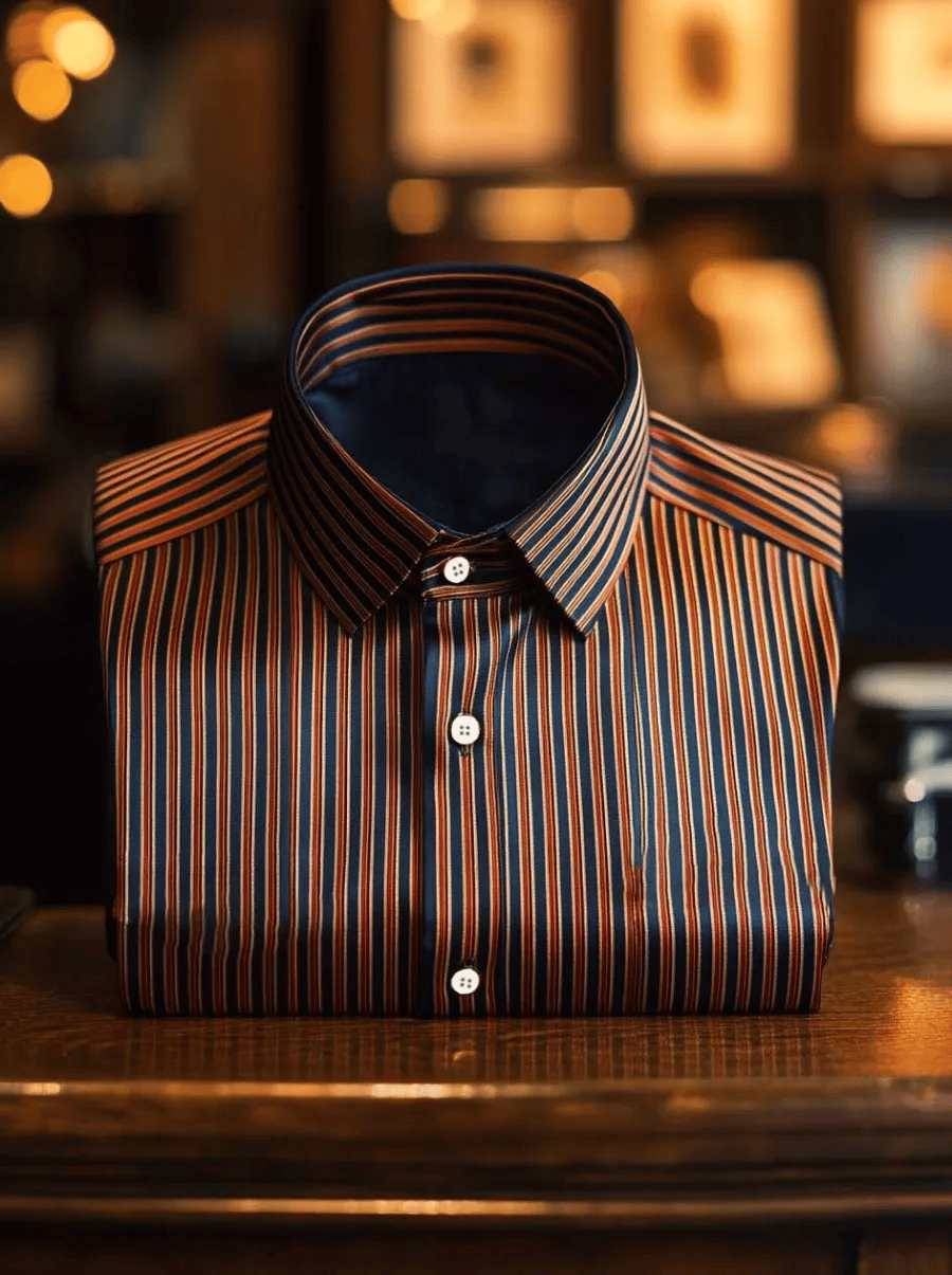 Camisa satén de lujo ejecutivo a cuadros de manga larga para hombre