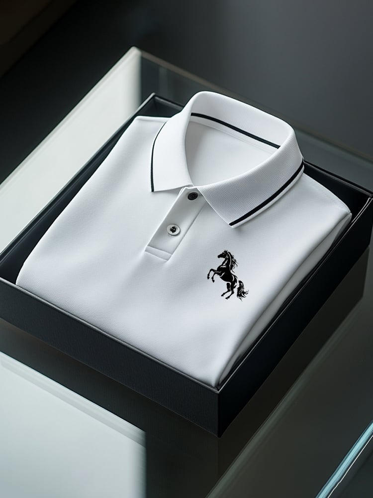 Camisa polo ejecutivo casual Logo Button de manga corta para hombre
