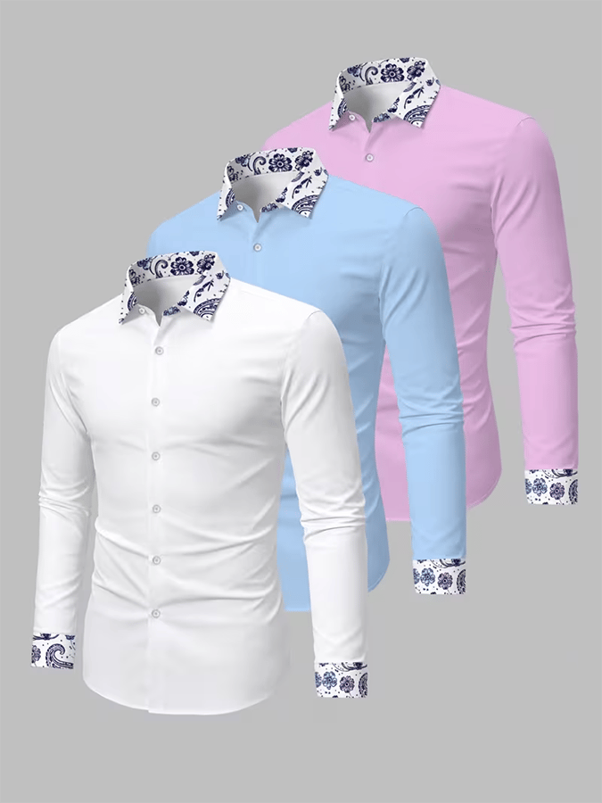 Camisa retro Abstract Art estampado Comfortable ejecutivo Style para hombre