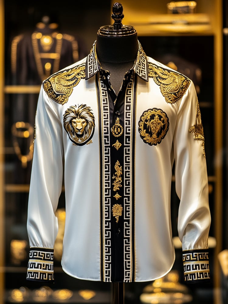 Camisa satén Luxe de manga larga con botones para hombre