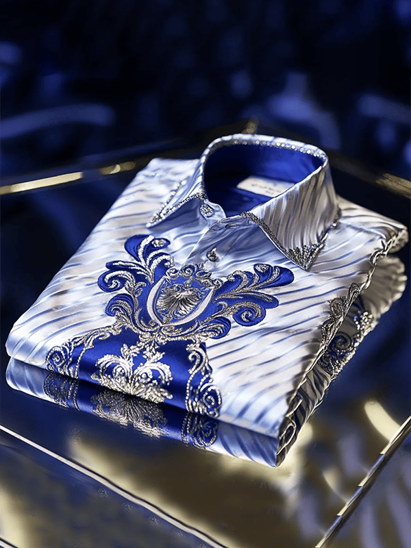 Camisa satén Luxe de manga larga con botones para hombre