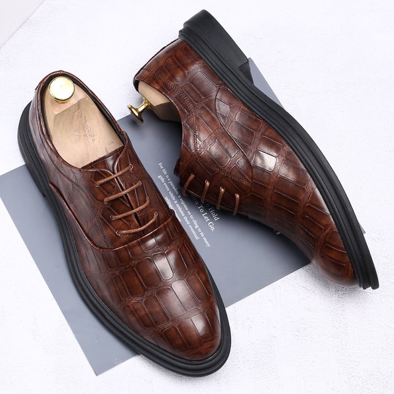 Zapatos Comfortable British ejecutivo Lace-Up Stone cuero para hombre