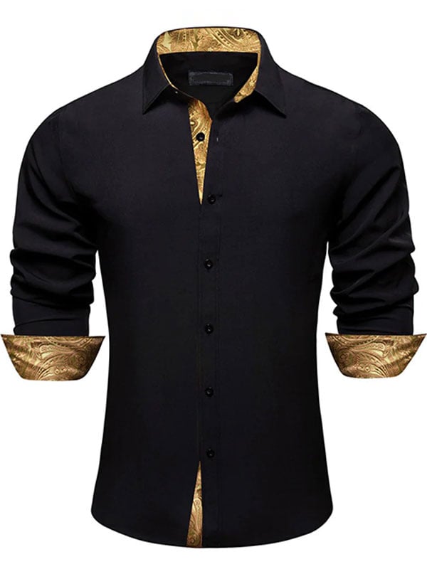 Camisa satén Luxe de manga larga con botones para hombre