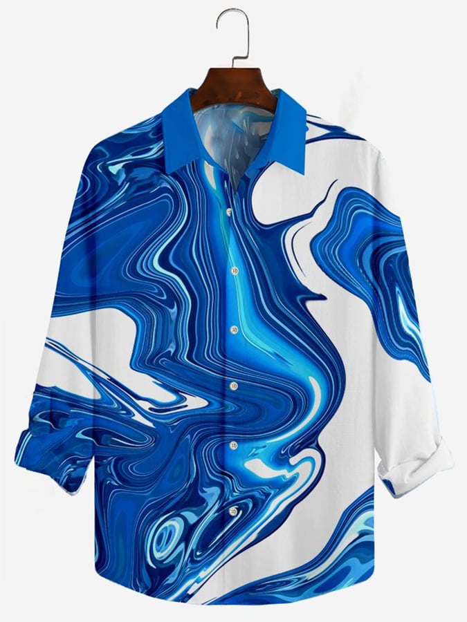 Camisa casual Vacation Big and Tall de manga larga para hombre
