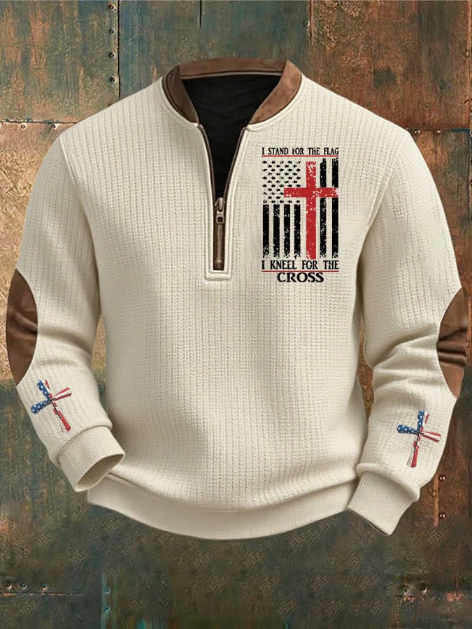 Sudadera I Stand For The Flag I Kneel for The Cross Faith estampado para hombre