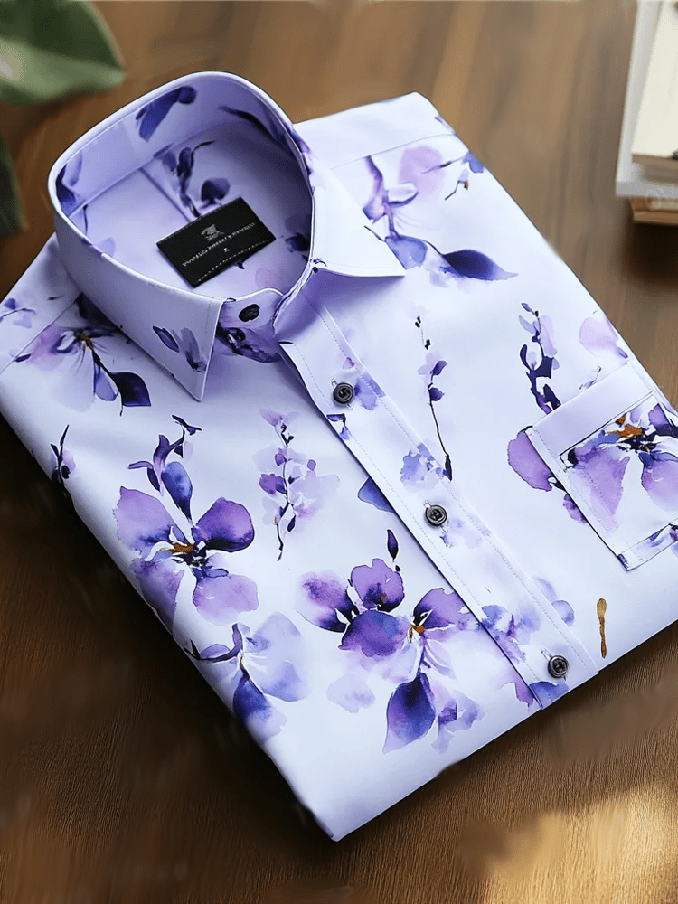 Camisa de lujo vintage de manga larga para hombre