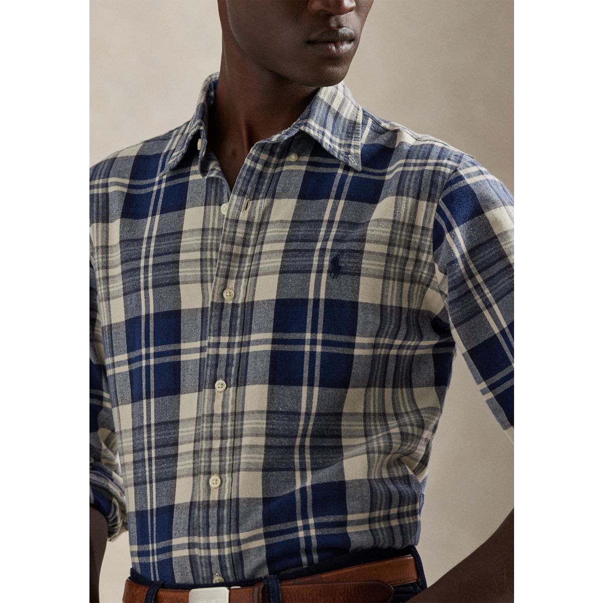 Classic Fit Plaid Brushed Oxford Shirt - 3