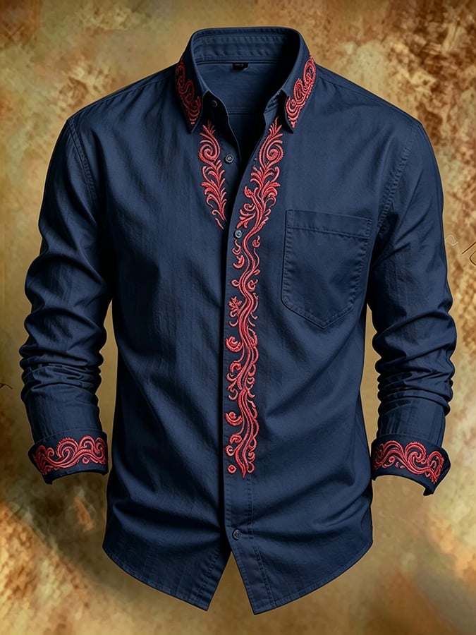 Camisa retro Abstract Art estampado Comfortable ejecutivo Style para hombre