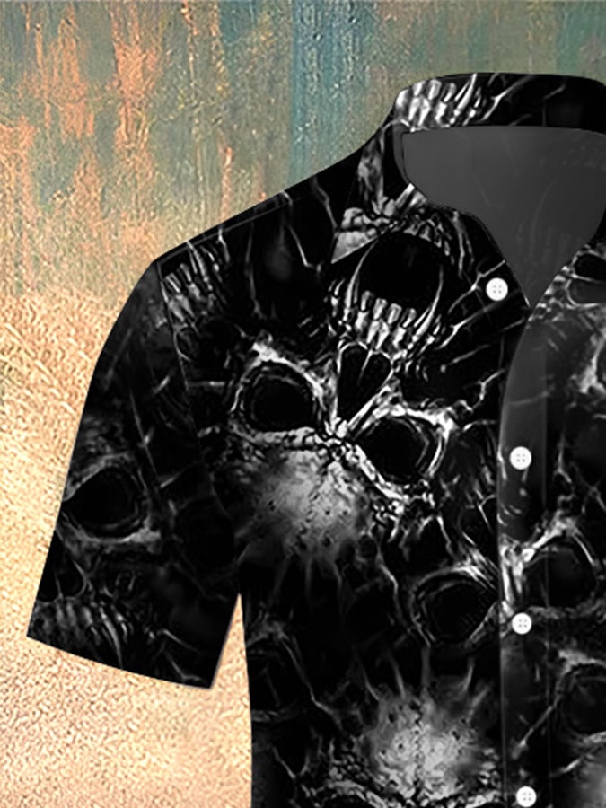 Camisa Skull estampado casual para hombre