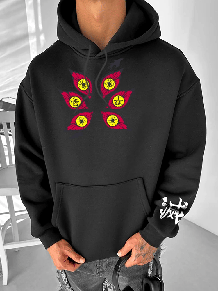 Sudadera de moda estampado casual con gorrasucha para hombre