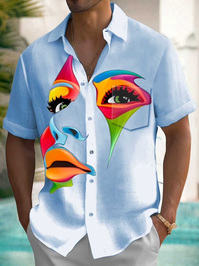 Camisa de moda Art Portrait estampado para hombre