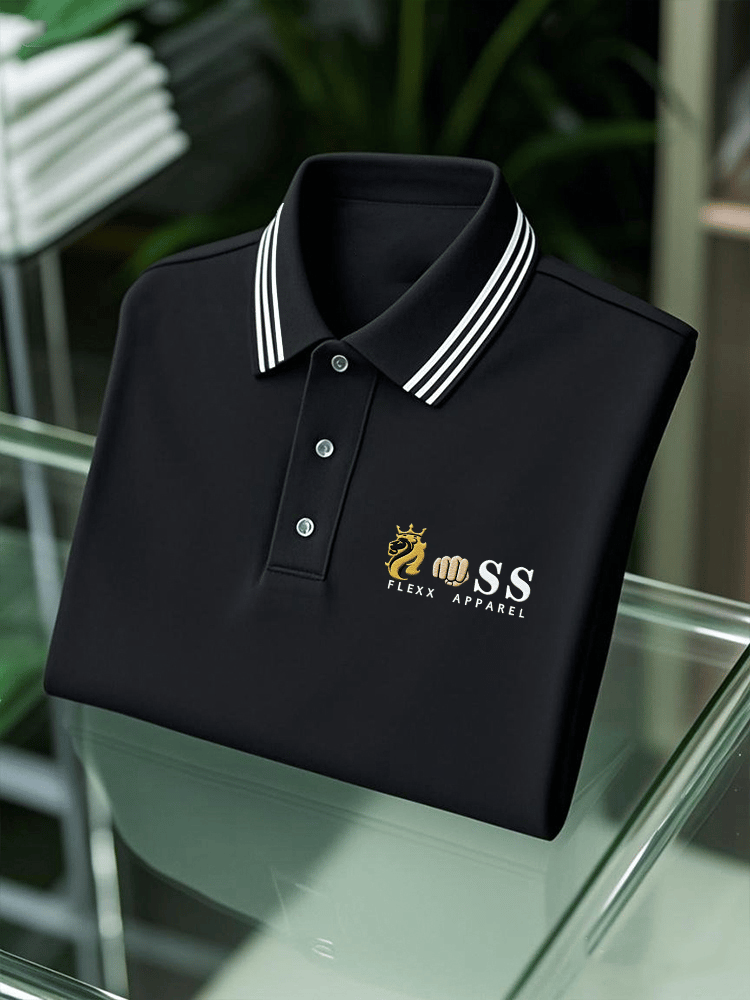 Camisa polo ejecutivo casual estampado de manga corta para hombre