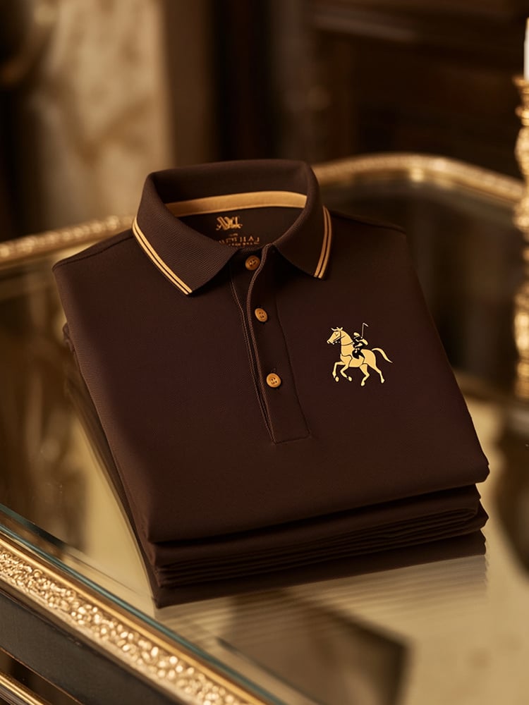 Camisa polo clásico ejecutivo Check Logo Button de manga corta para hombre