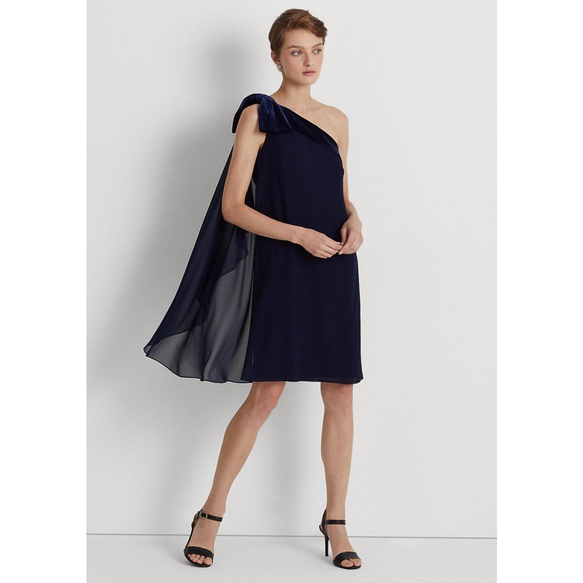 Chiffon One-Shoulder Dress - 1