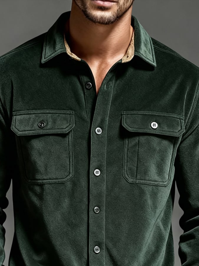 Camisa vintage Flannel Brushed de manga larga para hombre