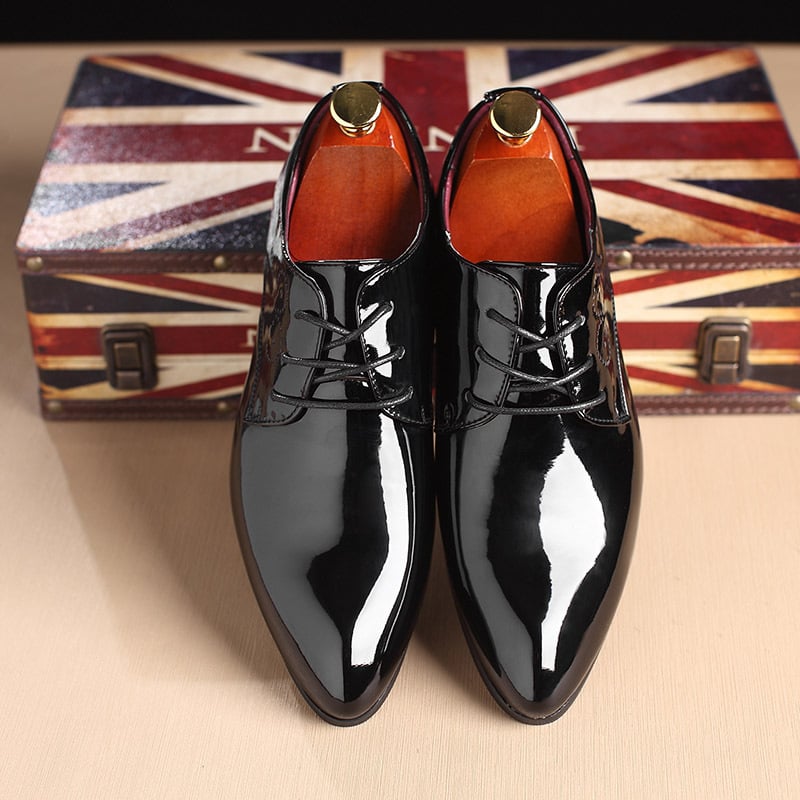 para hombre English Gentlepara hombre Glossy ejecutivo Attire Pointed PU Leather zapatos