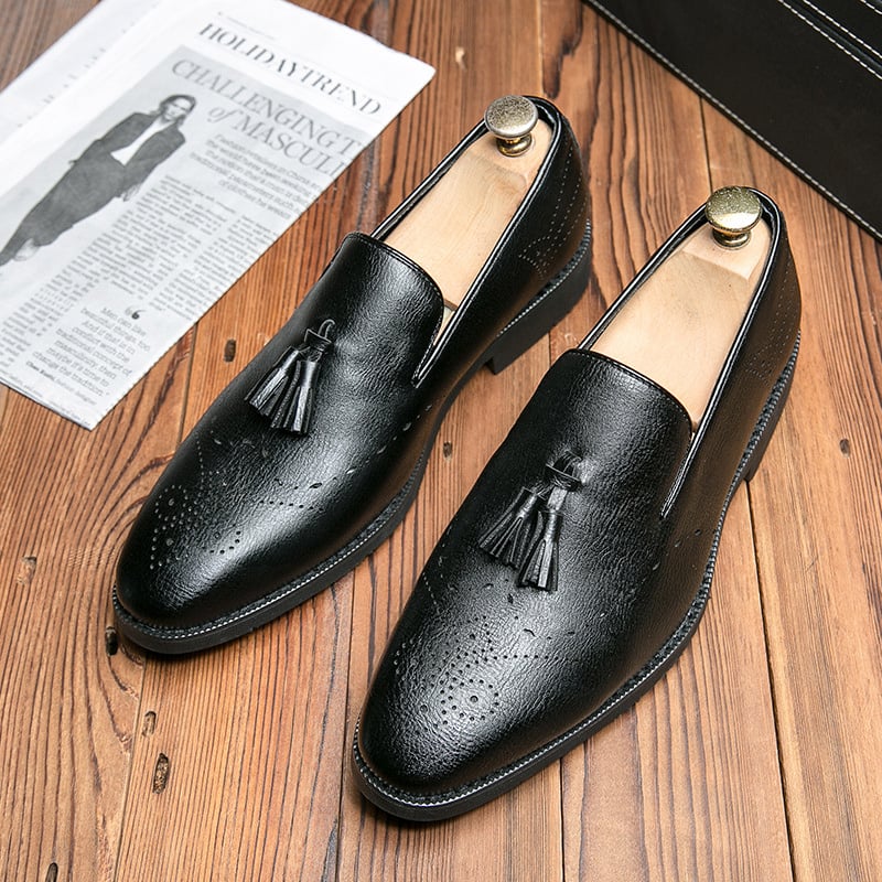 Zapatos retro casual British Carved Tassel cuero