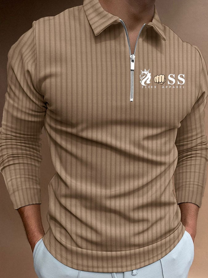 Camisa polo Letter rayas estampado Pullover casual para hombre