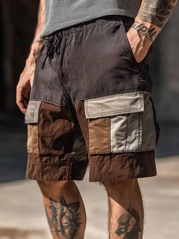 Shorts vintage Multi-bolsillo Cargo para hombre