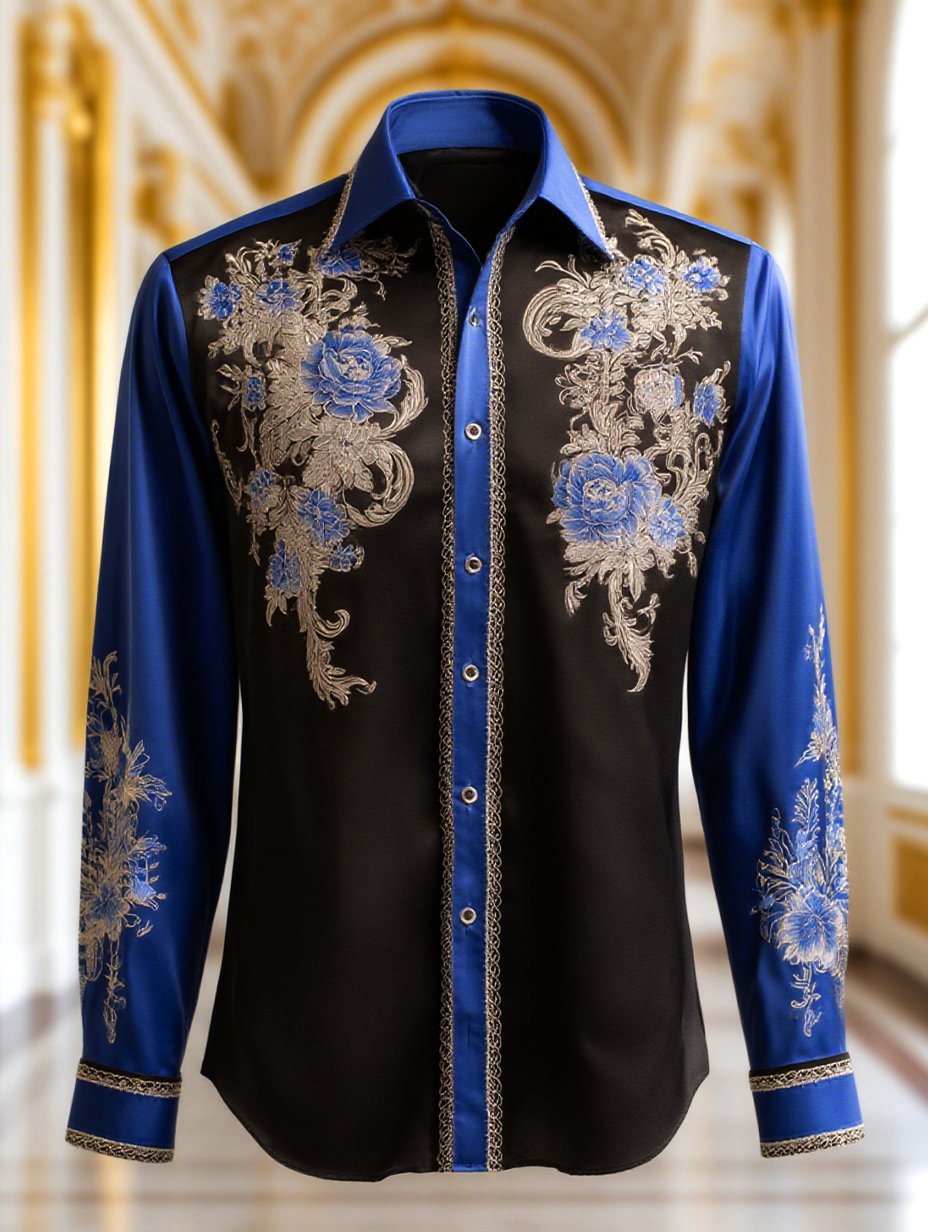 Camisa satén Luxe de manga larga con botones para hombre